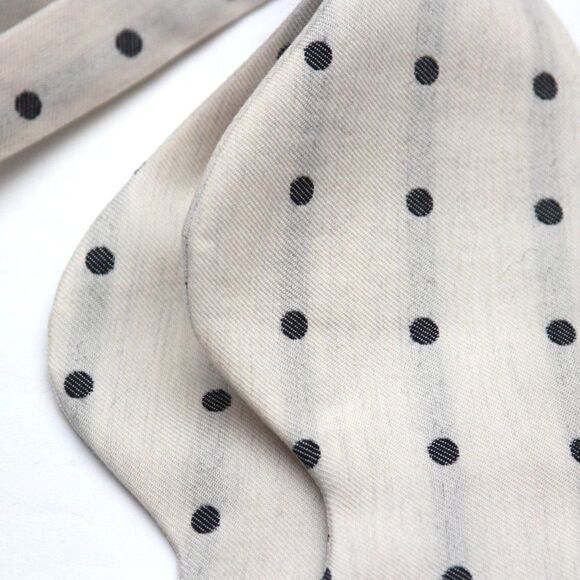 Men's Self-tied Bow Tie 100%Silk Big Butterfly Off White Polka Dot S682 - Picture 12 of 12